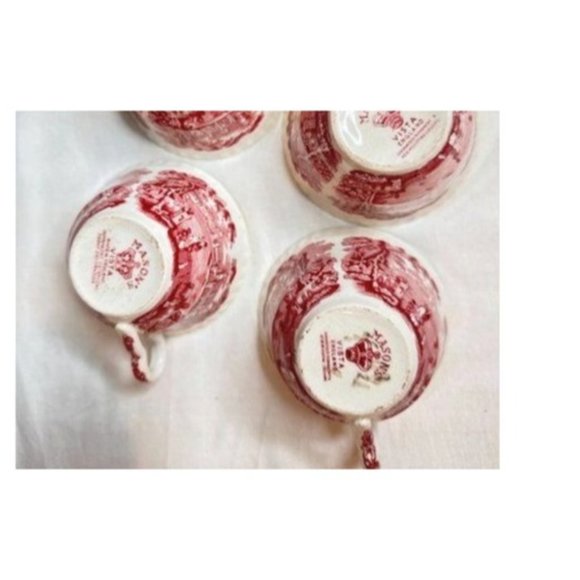 Mason's Vista England Cups Red White No Trim Coffee Tea Discontinued Pattern 2 - Picture 3 of 3